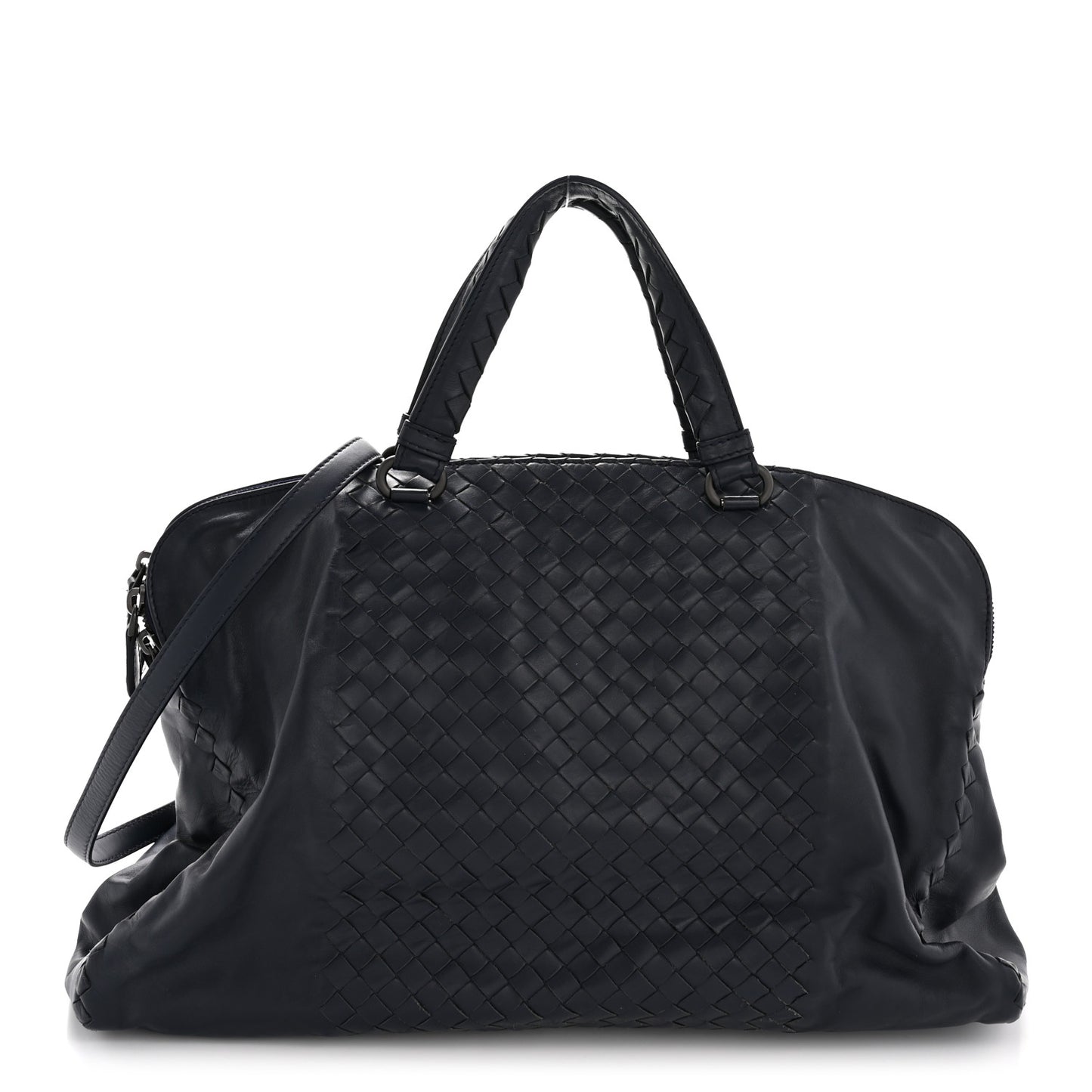 Nappa Intrecciato Shoulder Bag Dark Navy