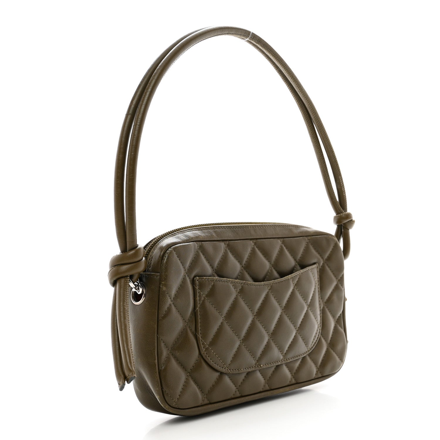 Chanel Calfskin Python Quilted Cambon CC Pochette Khaki 3 of 12