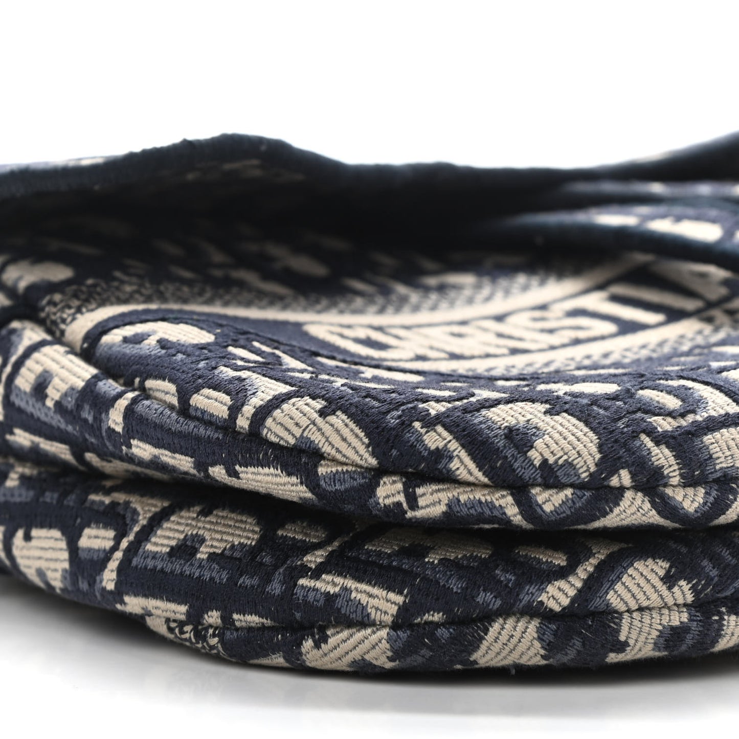 Oblique Embroidered Saddle Bag Blue