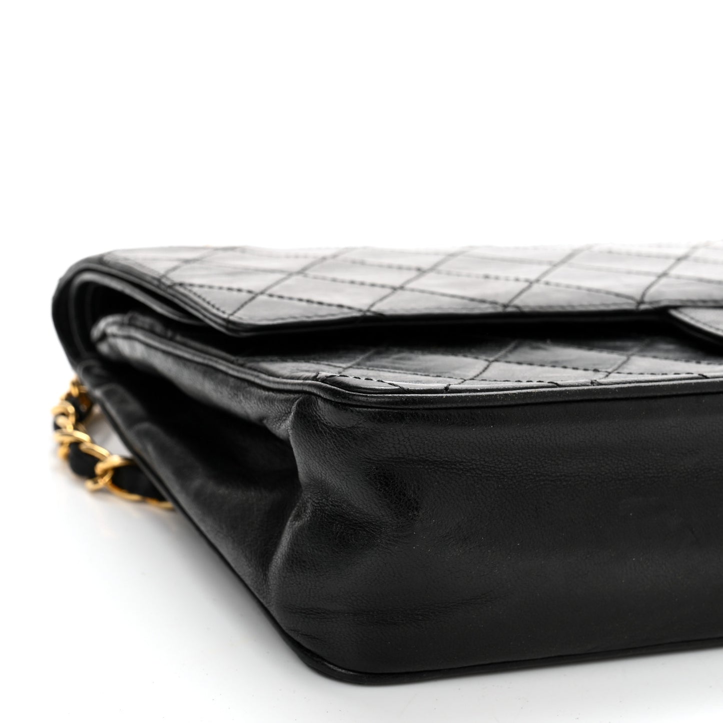 Lambskin Quilted Medium Double Flap Black