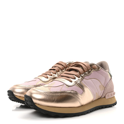 Valentino Garavani Metallic Nappa Suede Camouflage Womens Rockrunner Sneakers 36 Multicolor 4 of 9
