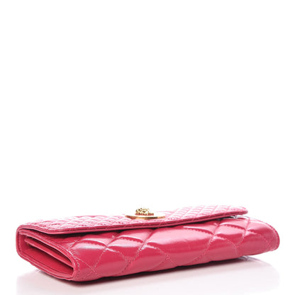 Versace Patent Nappa Icon Quilted Wallet On Chain Crossbody Fuchsia 4 of 9