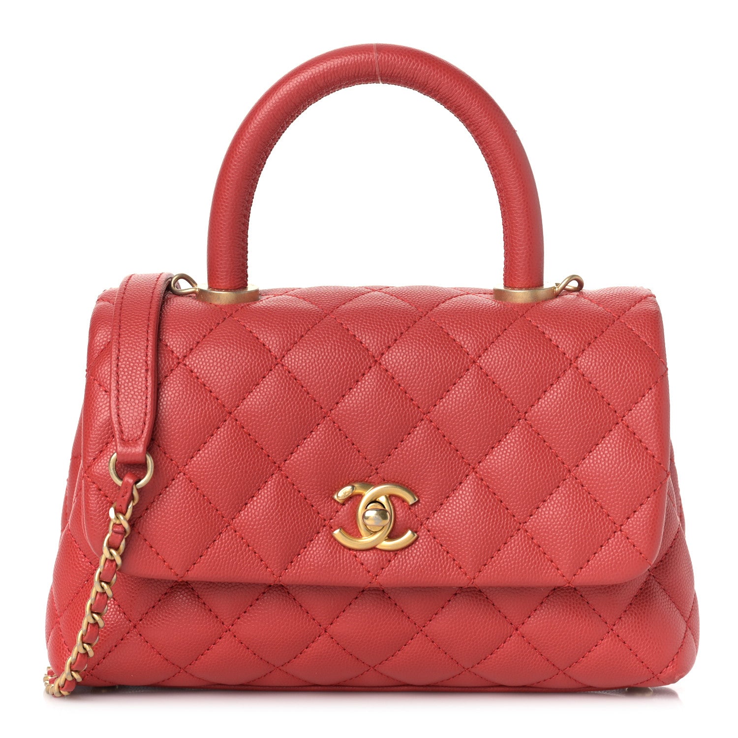 Chanel Caviar Quilted Mini Coco Handle Flap Red 1 of 9