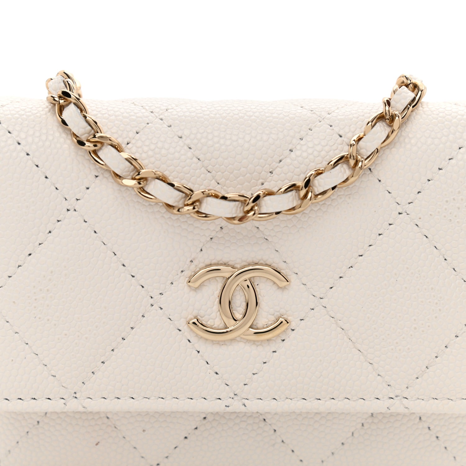 Chanel Caviar Quilted Belt Bag With Charms On Chain White 9 of 15