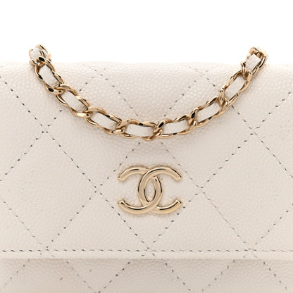 Chanel Caviar Quilted Belt Bag With Charms On Chain White 9 of 15