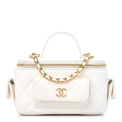 Chanel Lambskin Quilted Polly Pocket East West Top Vanity With Chain White 1 of 9