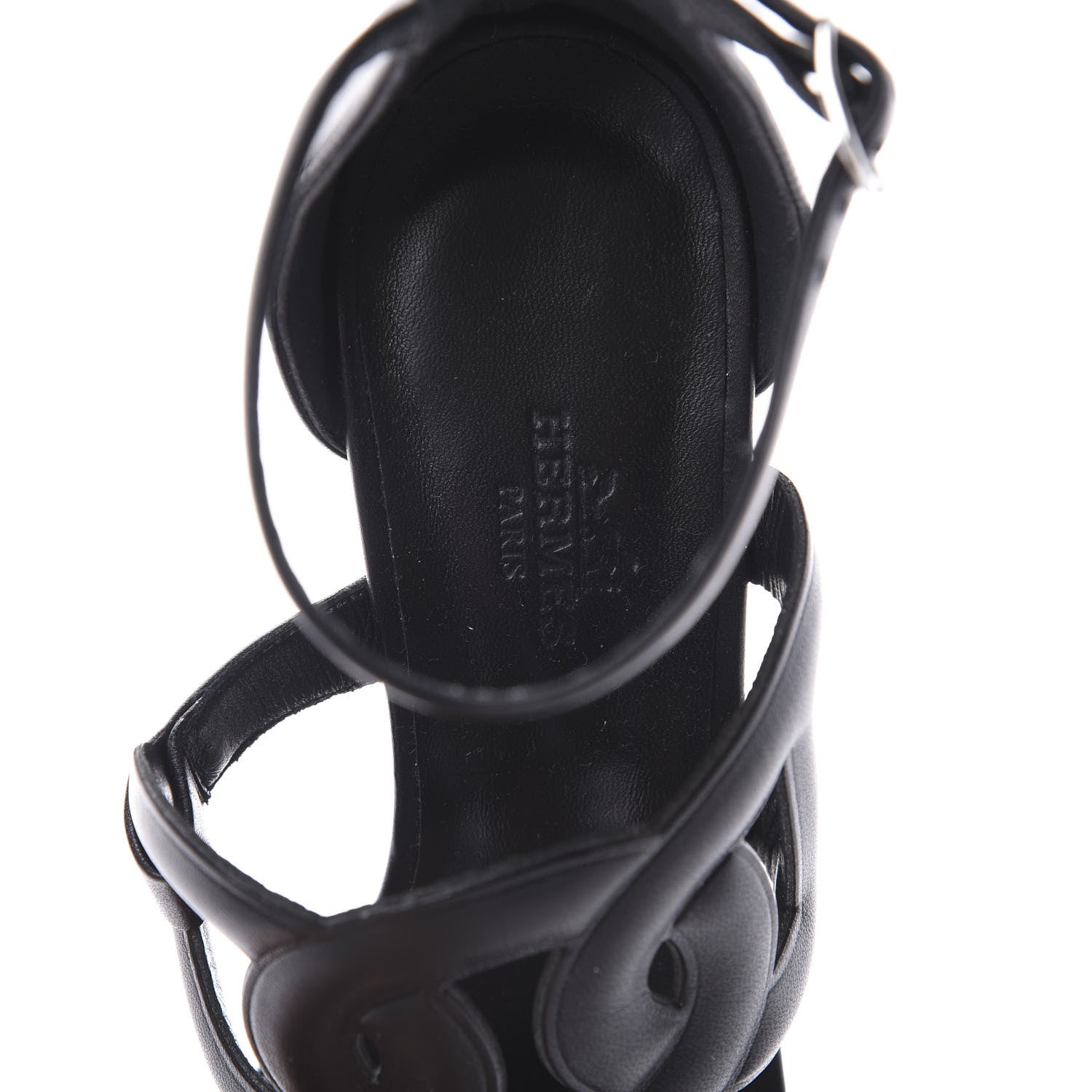 Hermes Nappa Brisbane Wedge Sandals 36 Black 7 of 10