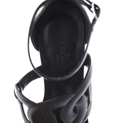 Hermes Nappa Brisbane Wedge Sandals 36 Black 7 of 10