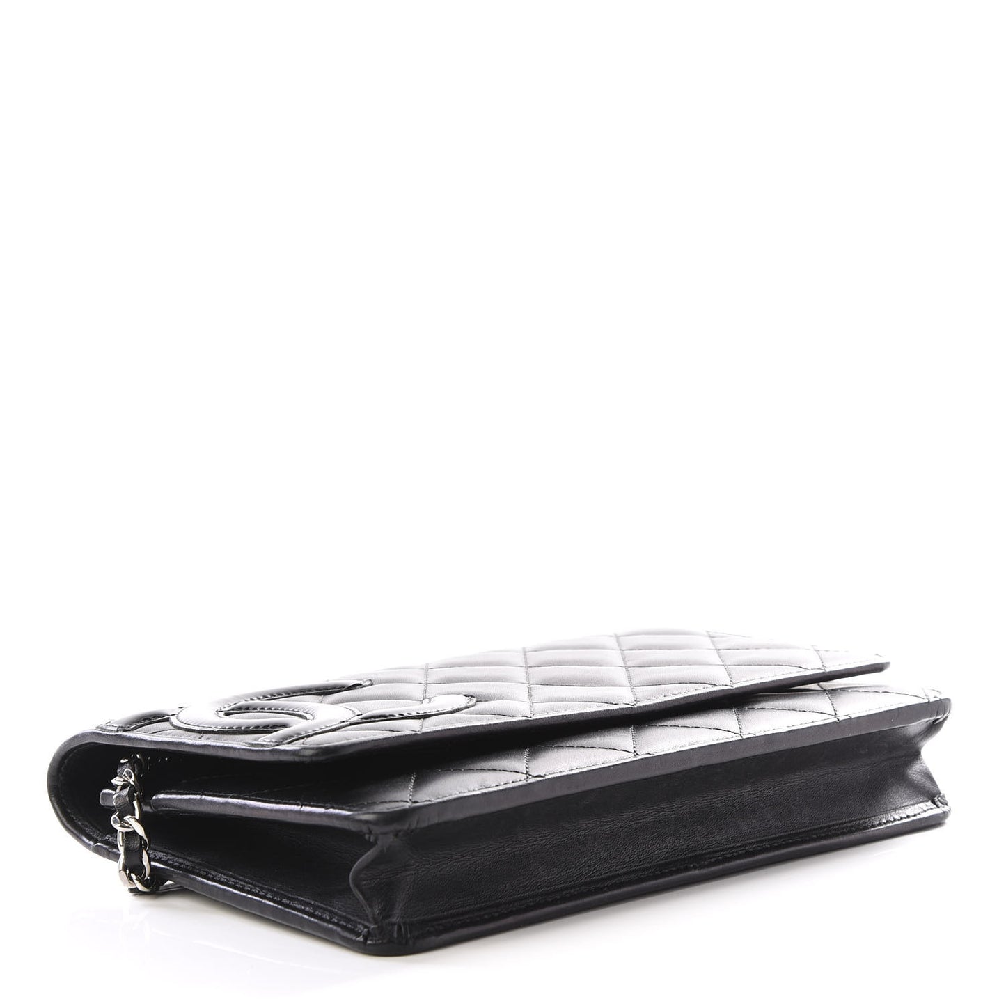 Calfskin Quilted Cambon Wallet On Chain WOC Black