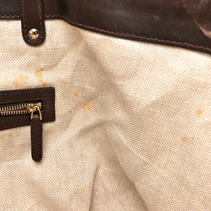 Gucci Linen Canvas Large Craft Logo Tote Brown 13 of 19