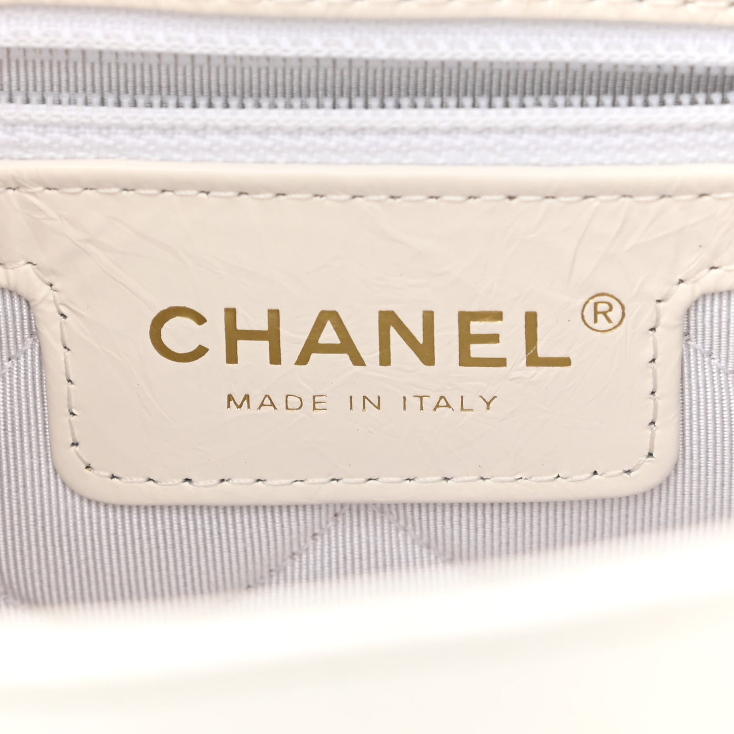 Crumbled Calfskin Embossed Flap White