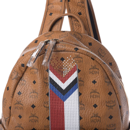 MCM Visetos Chevron Stripe Medium Stark Backpack Cognac 9 of 10