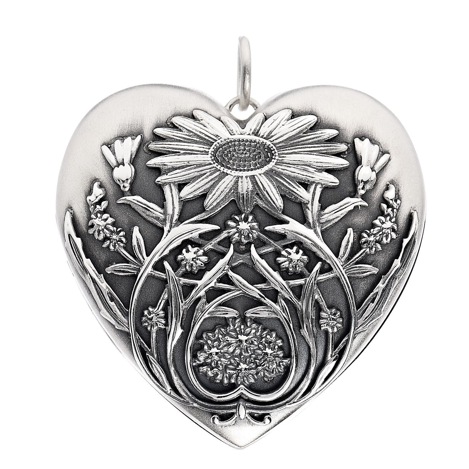 Tiffany Sterling Silver Large Ziegfeld Daisy Heart Locket Pendant 1 of 5