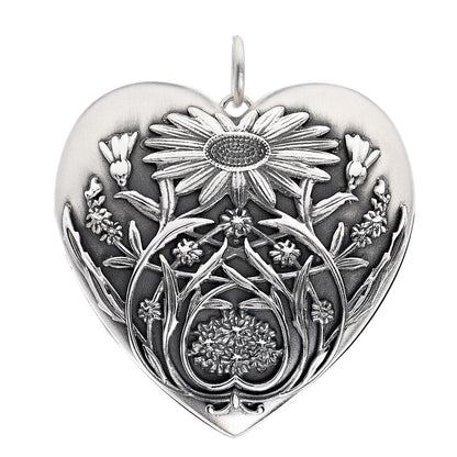 Tiffany Sterling Silver Large Ziegfeld Daisy Heart Locket Pendant 1 of 5