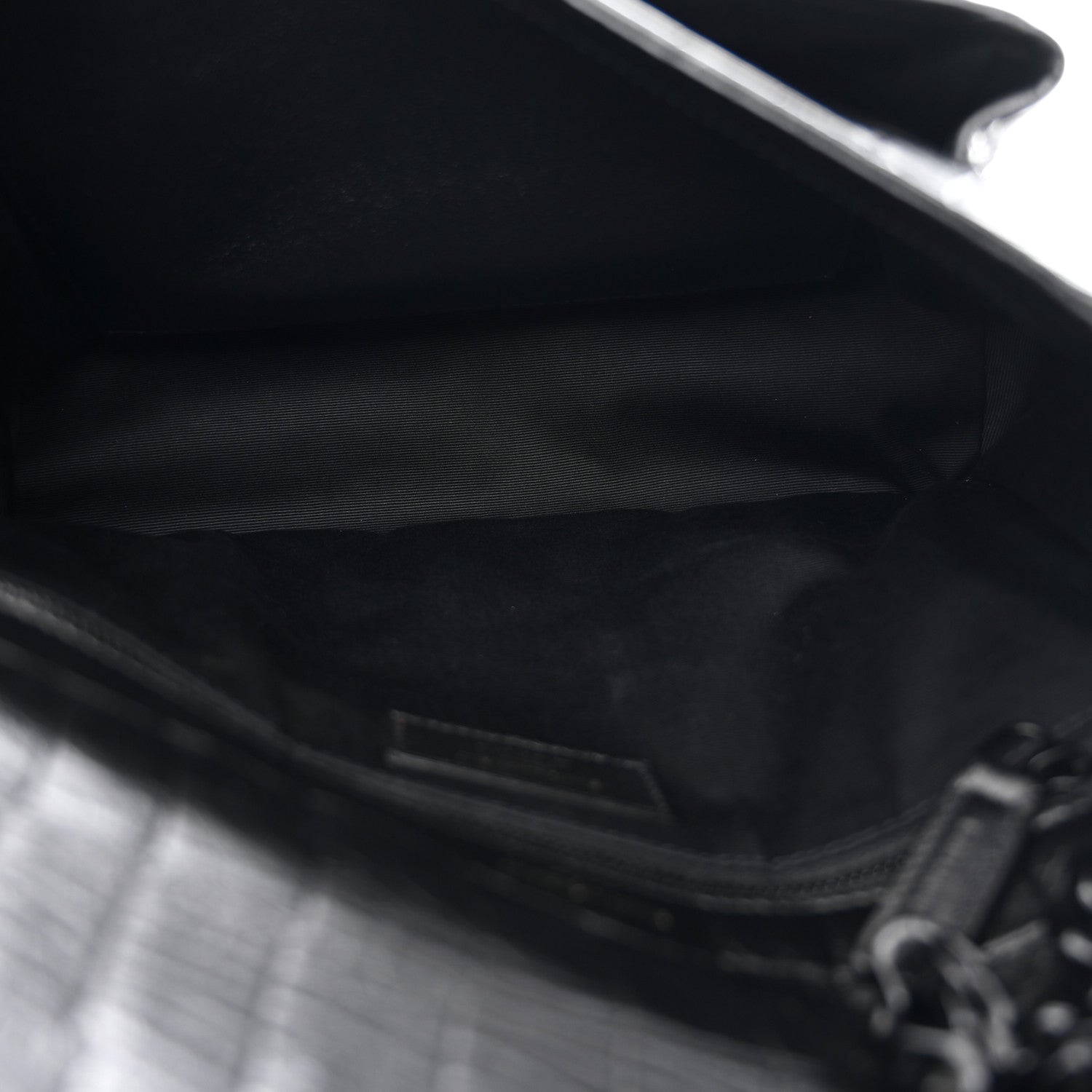 Saint Laurent Crocodile Embossed Lambskin Monogram Medium Niki Chain Satchel Black 5 of 10