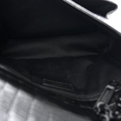 Saint Laurent Crocodile Embossed Lambskin Monogram Medium Niki Chain Satchel Black 5 of 10