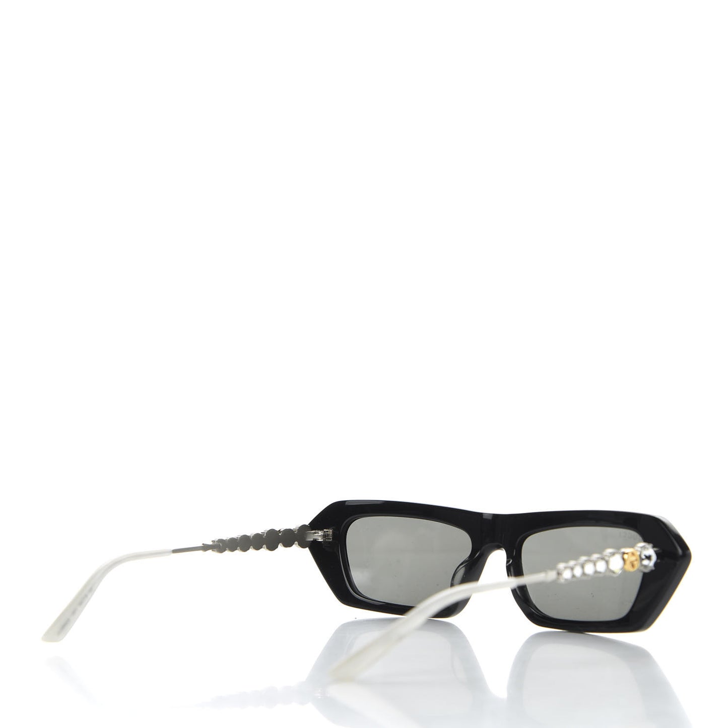 Acetate Crystal Embellished Rectangle Sunglasses GG0642S Black Gold