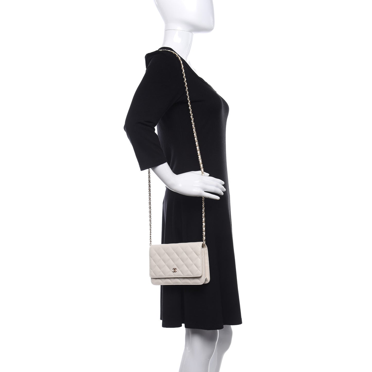 Caviar Quilted Wallet On Chain WOC White