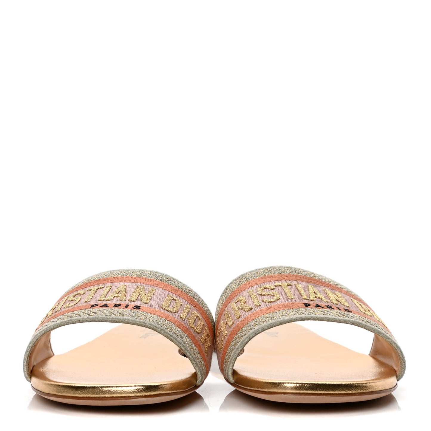 Cotton Embroidered Dway Mules Slide Sandals 41 Platinum