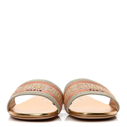 Christian Dior Cotton Embroidered Dway Mules Slide Sandals 41 Platinum 2 of 10