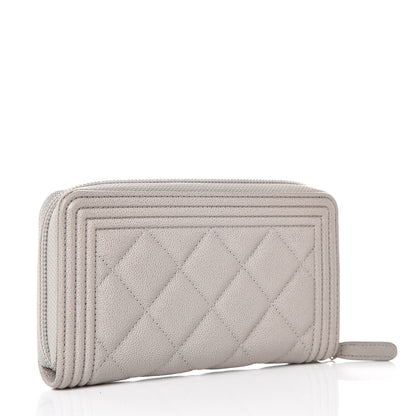 Chanel Caviar Quilted Small Boy Zip Around Wallet Grey 3 of 8