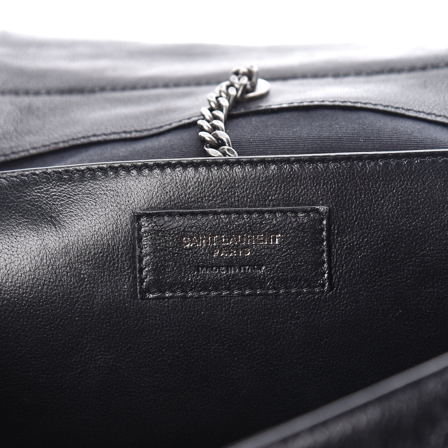 Saint Laurent Pebbled Lambskin Chevron Monogram Small Nolita Black 6 of 9