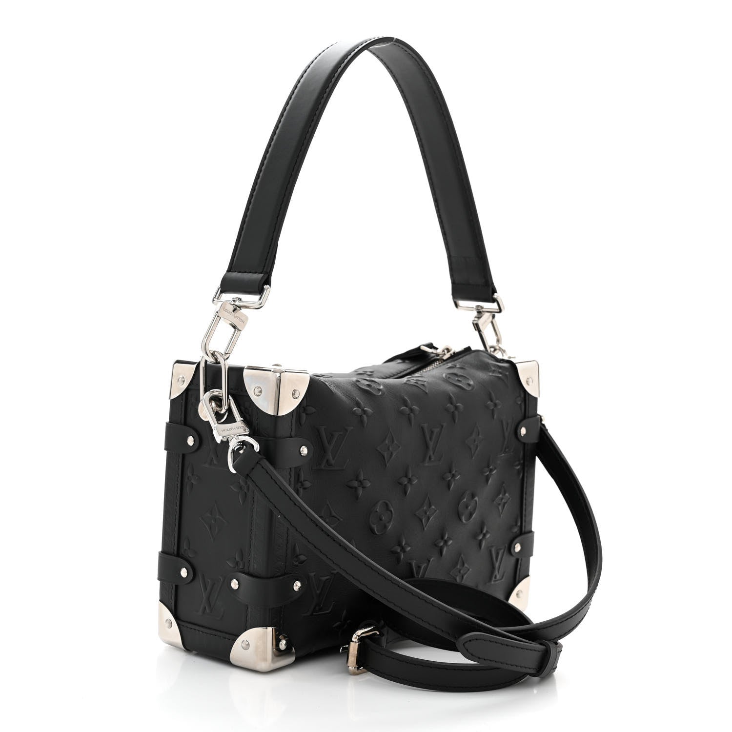 Louis Vuitton Calfskin Debossed Monogram Side Trunk Black 3 of 9
