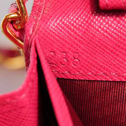 Prada Saffiano Metal Oro Chain Wallet Peonia 7 of 11