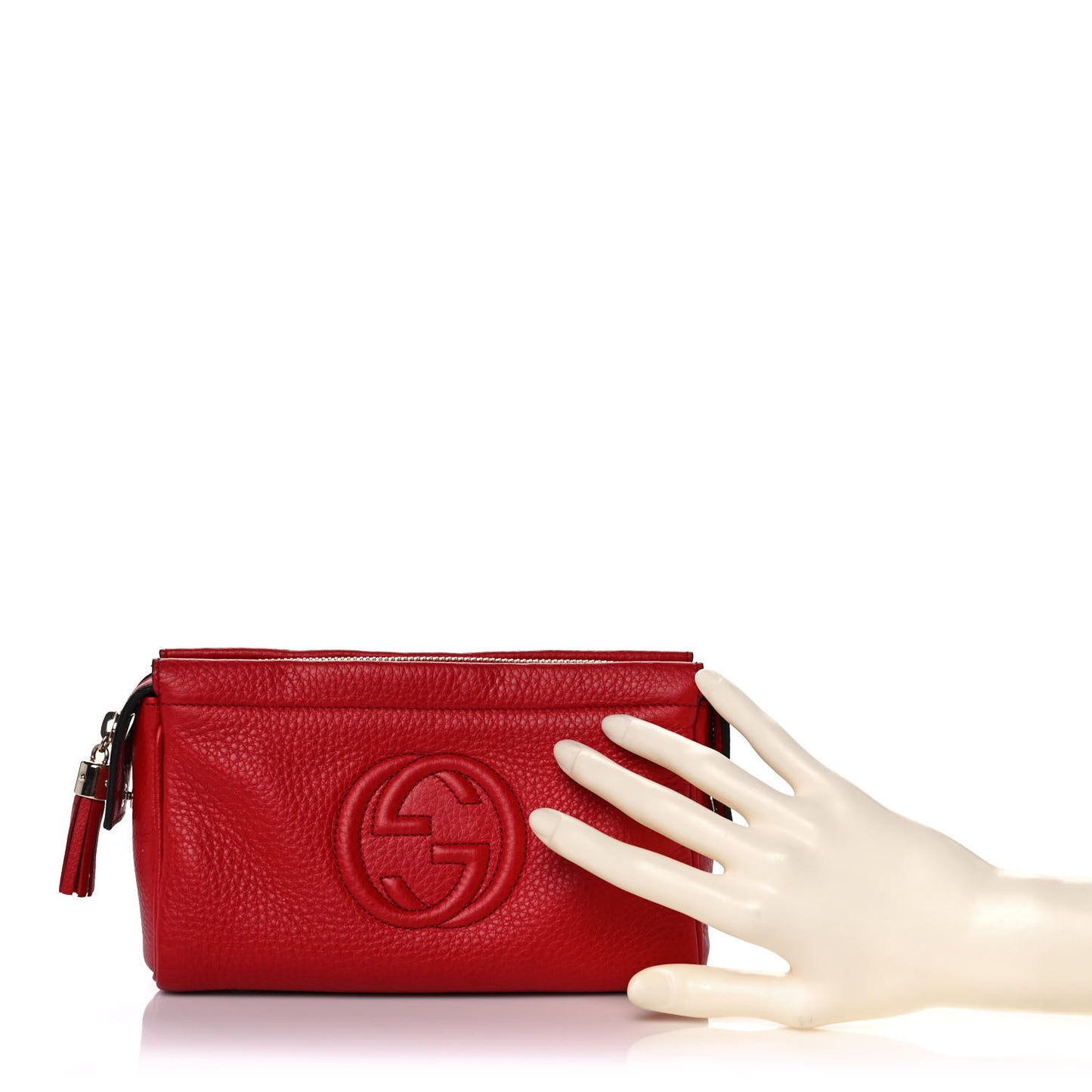 Pebbled Calfskin Soho Cosmetic Case Tabasco Red