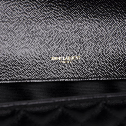 Saint Laurent Grain De Poudre Textured Mixed Matelasse Large Triquilt Monogram Satchel Black 7 of 9