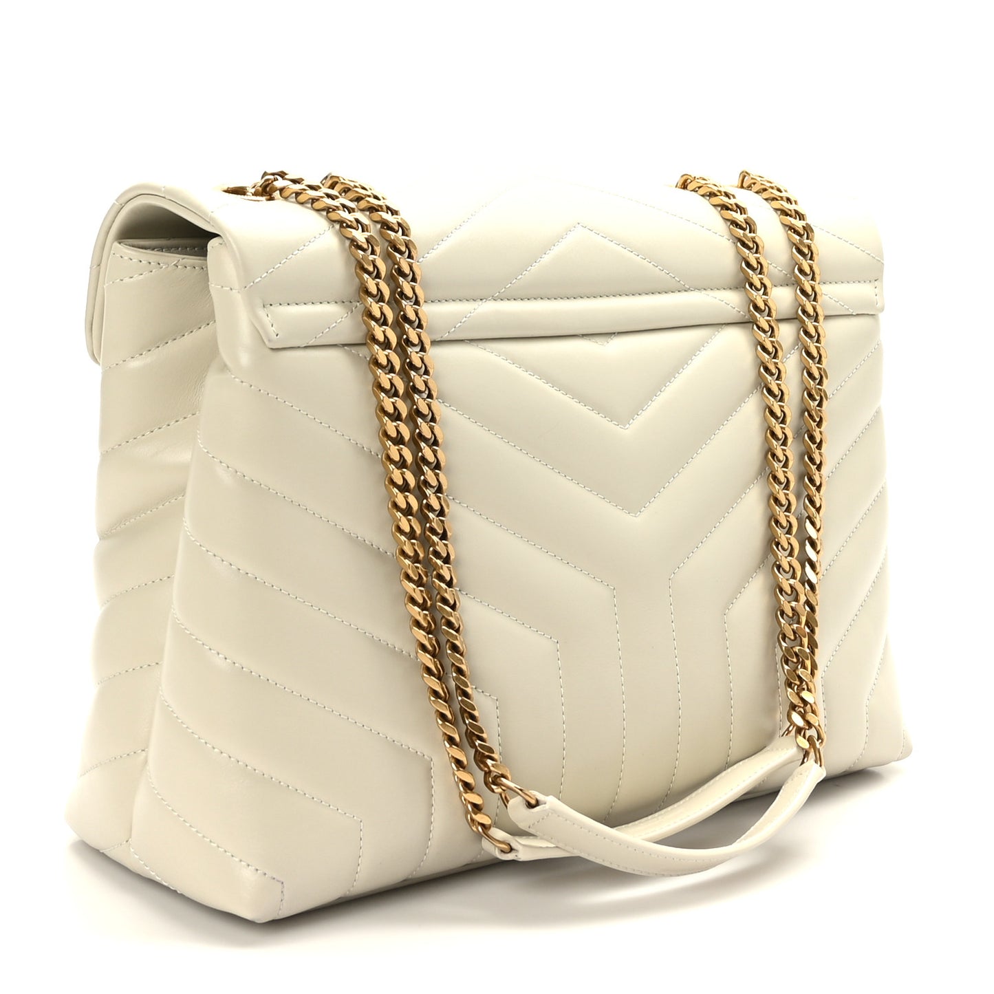 Calfskin Y Quilted Monogram Medium Loulou Chain Satchel Crema Soft