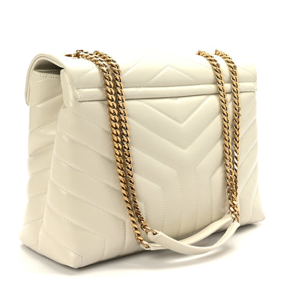 Saint Laurent Calfskin Y Quilted Monogram Medium Loulou Chain Satchel Crema Soft 2 of 11