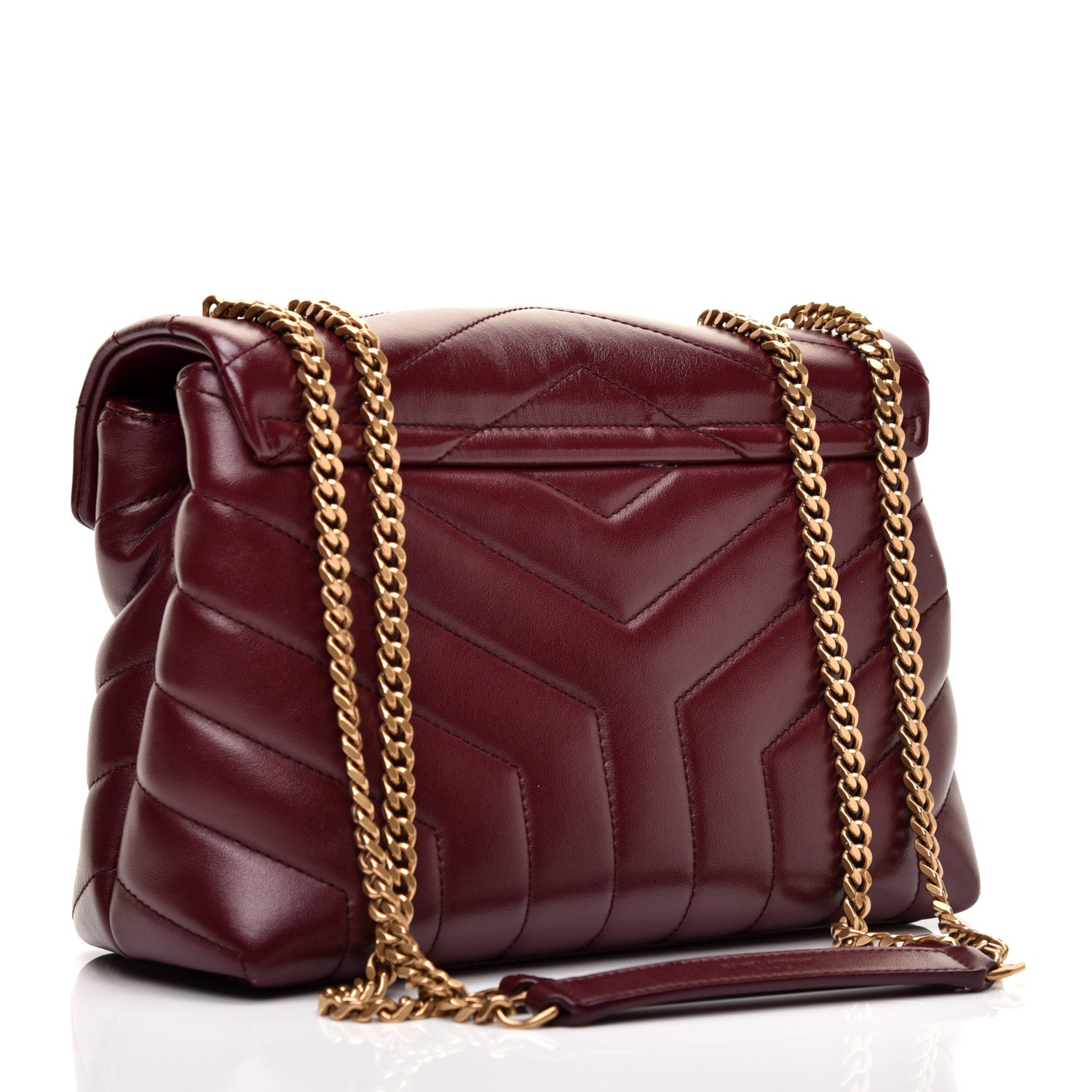 Saint Laurent Calfskin Y Quilted Monogram Small Loulou Chain Satchel Dark Legion Red 3 of 11