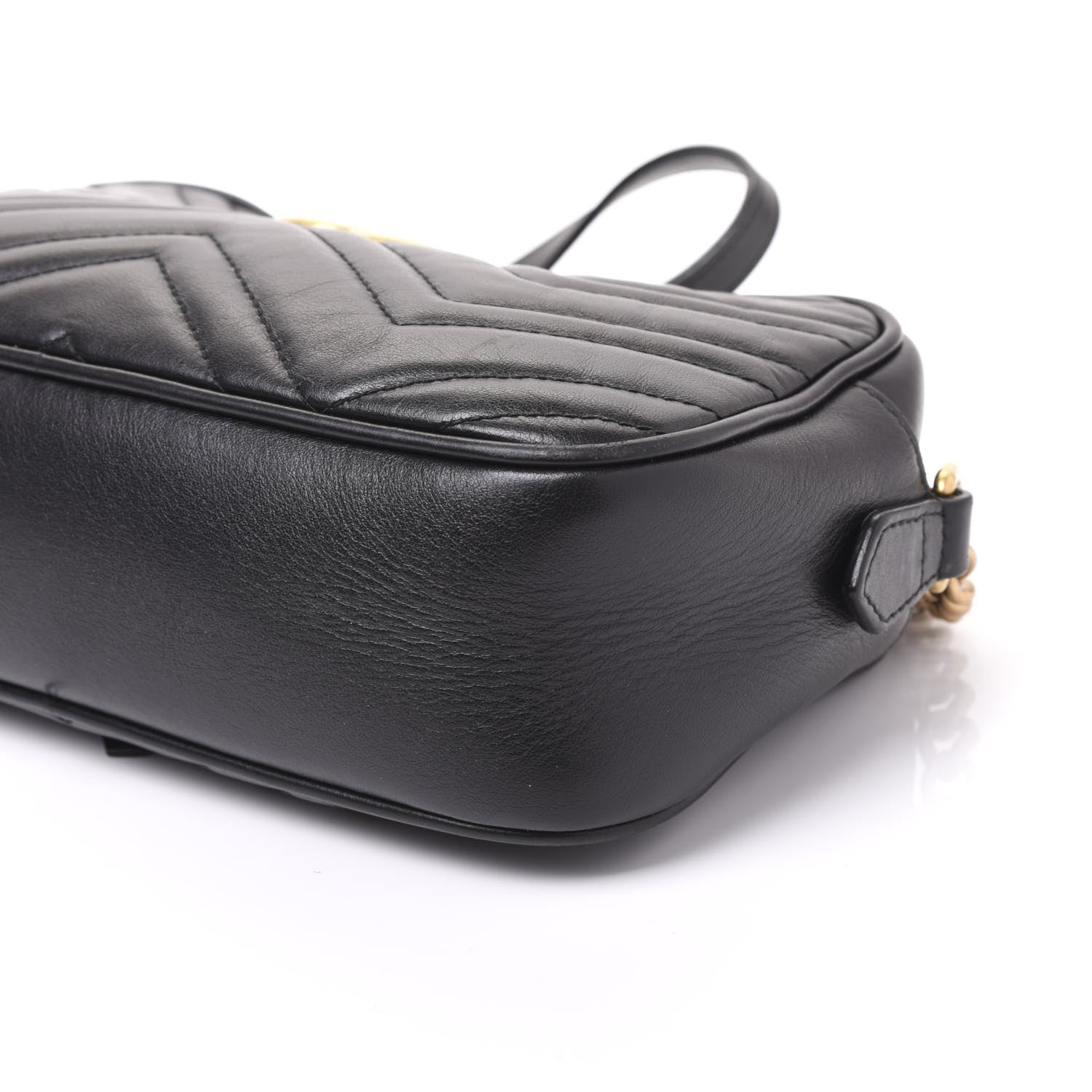 Gucci Calfskin Matelasse Small GG Marmont Chain Shoulder Bag Black 6 of 9