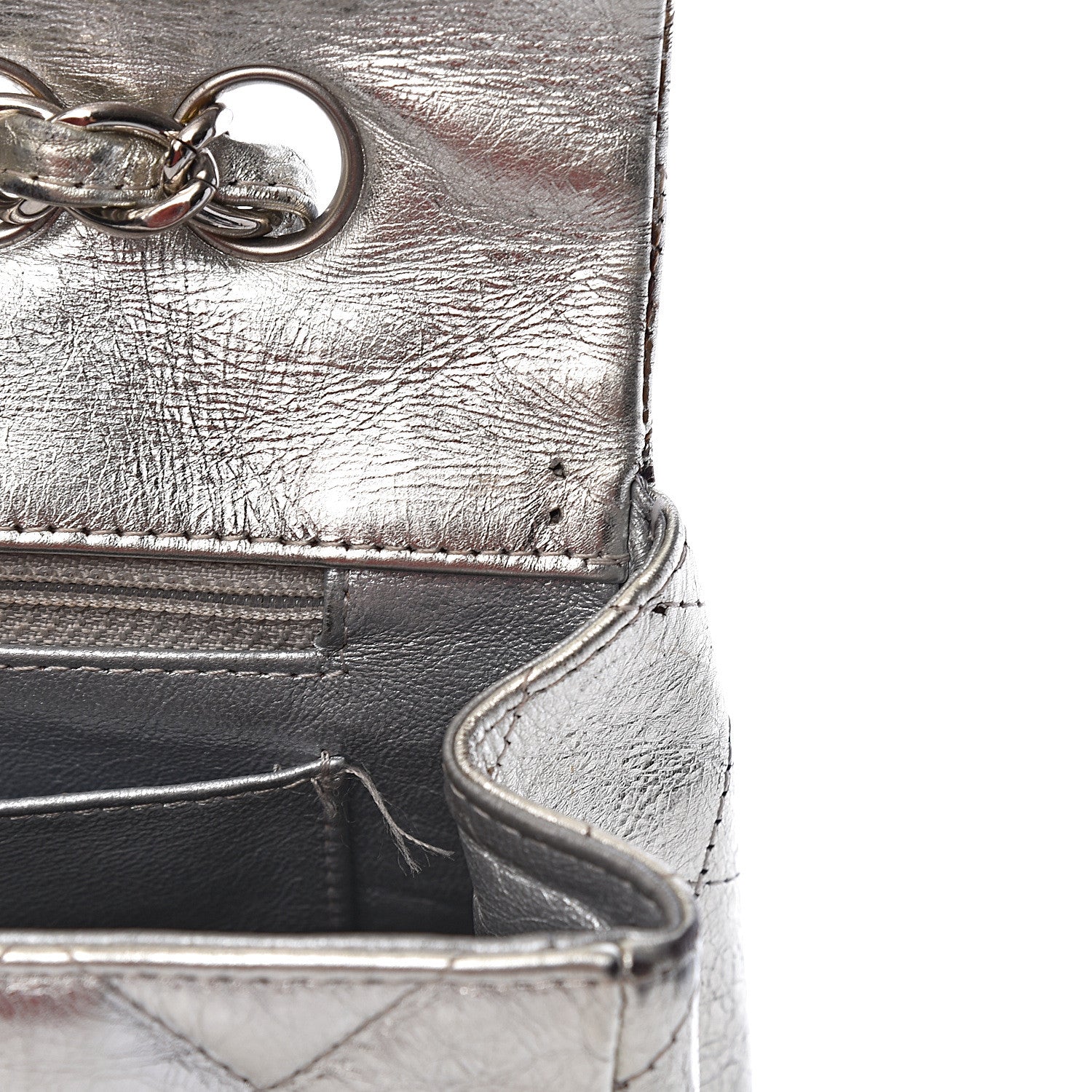 Chanel Metallic Aged Calfskin Quilted Jumbo Single Flap Silver 14 of 23