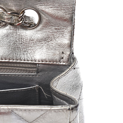 Chanel Metallic Aged Calfskin Quilted Jumbo Single Flap Silver 14 of 23