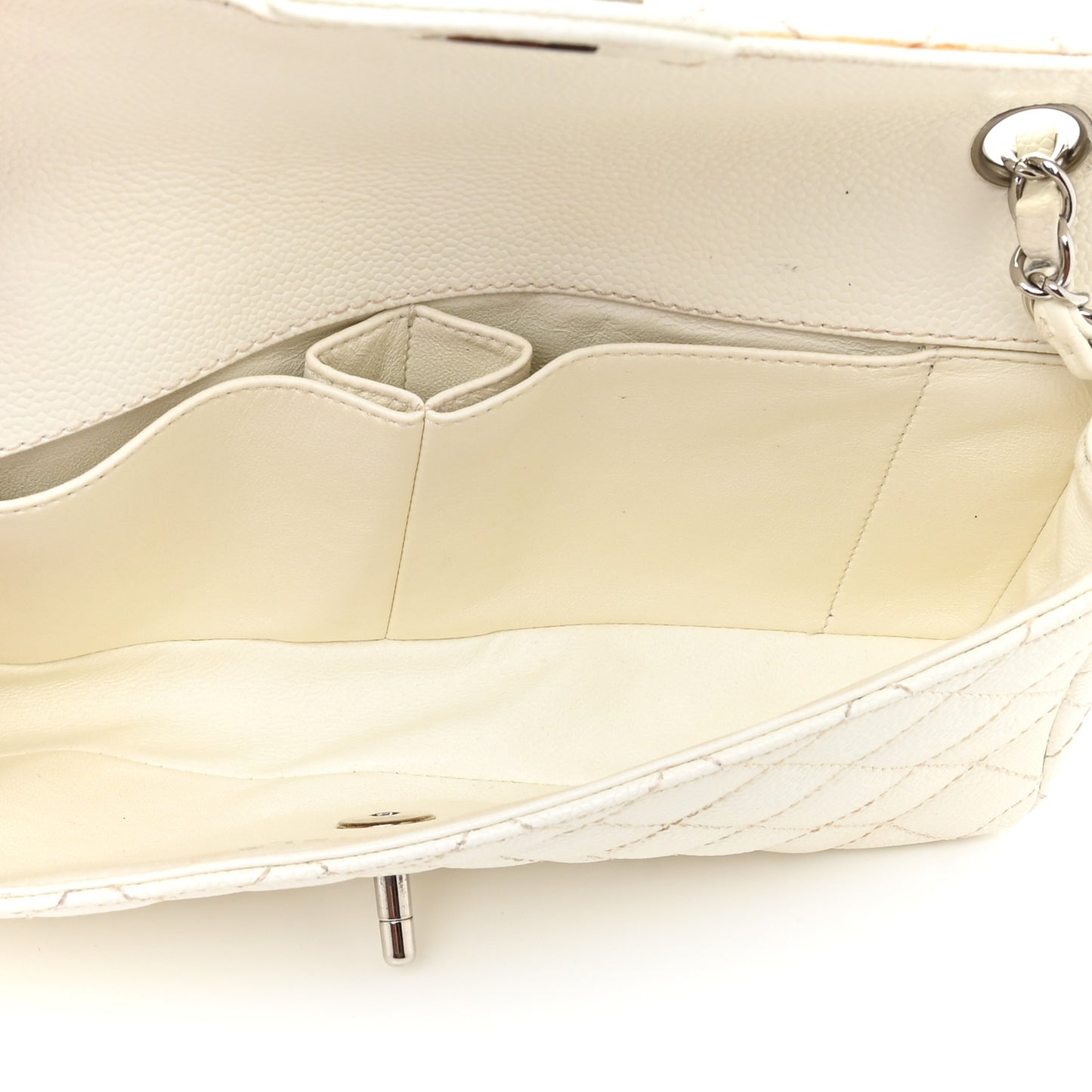 Caviar Quilted East West Flap White