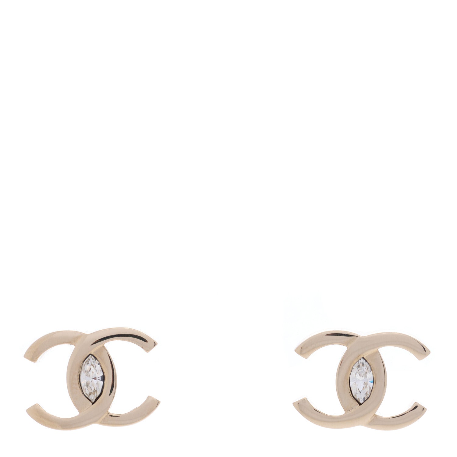 Chanel Crystal CC Earrings Gold 1 of 4