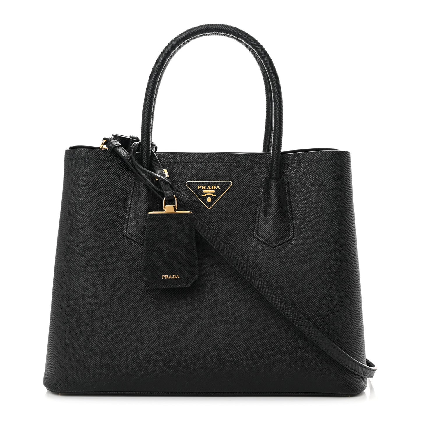 Saffiano Cuir Medium Double Handle Bag Black