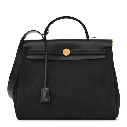 Hermes Military Toile Vache Hunter Herbag Zip PM 31 Black 3 of 12