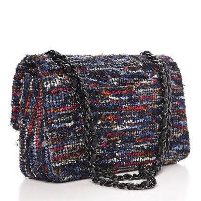 Chanel Tweed Sequin Chevron Quilted Medium Double Flap Multicolor 4 of 9