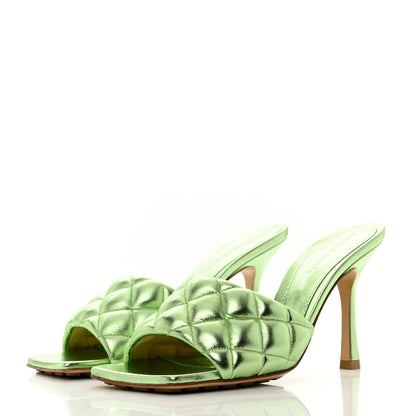 Bottega Veneta Metallic Nappa Reflection Matelasse Padded Mule Sandals 38 Pistachio 3 of 7