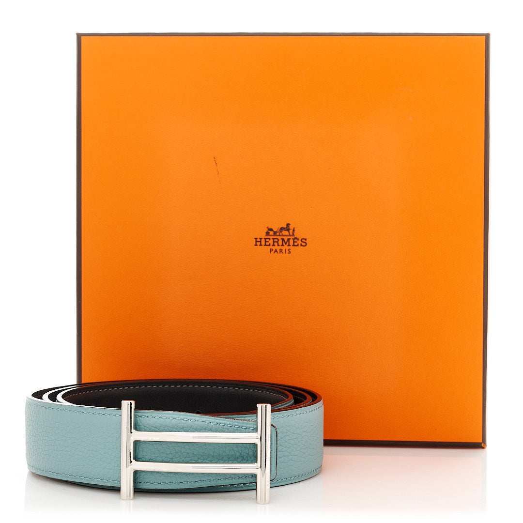 Hermes Togo Box 32mm Rider Belt 95 Ciel Graphite 6 of 6