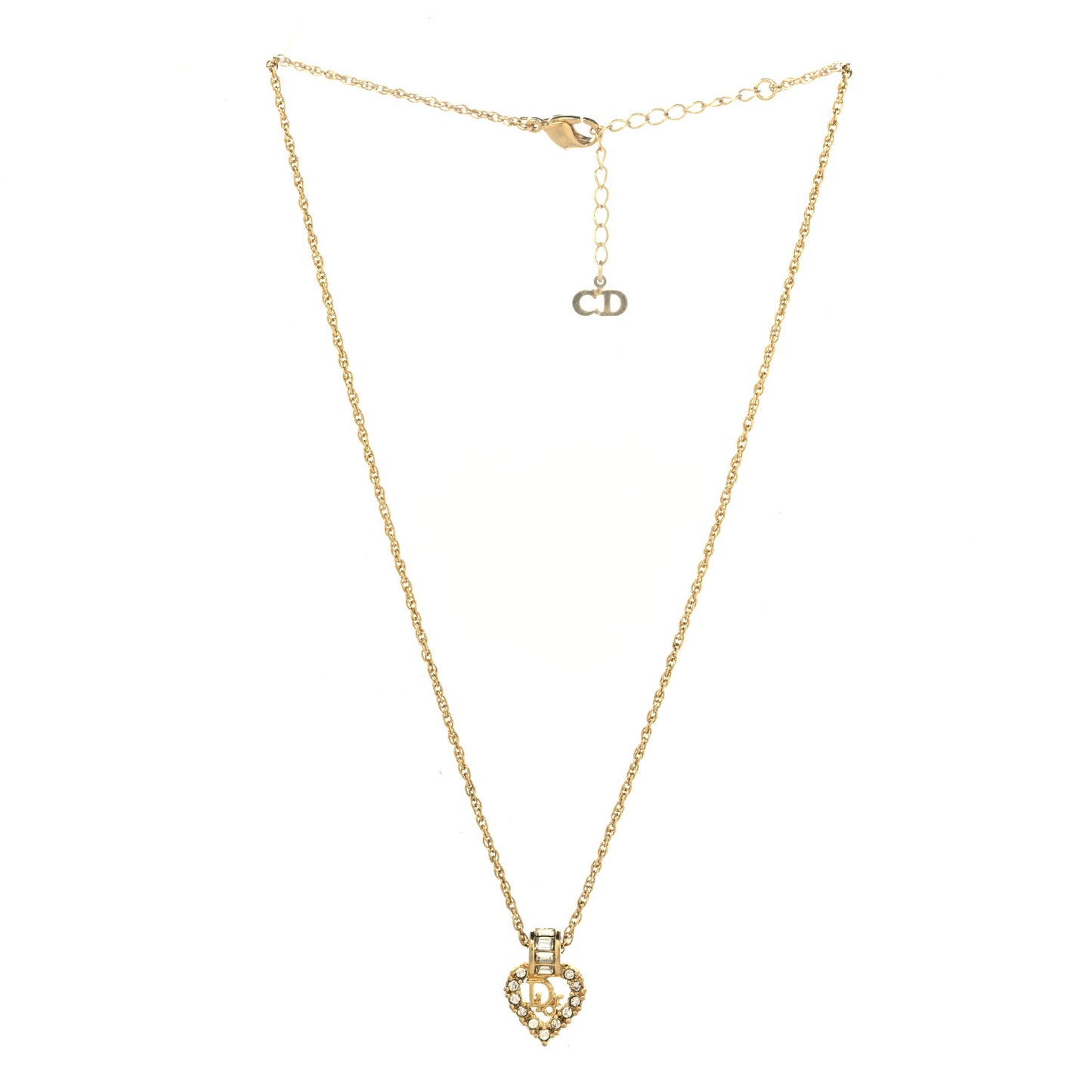 Crystal Heart Pendant Necklace Gold