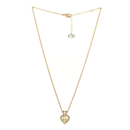 Christian Dior Crystal Heart Pendant Necklace Gold 3 of 5