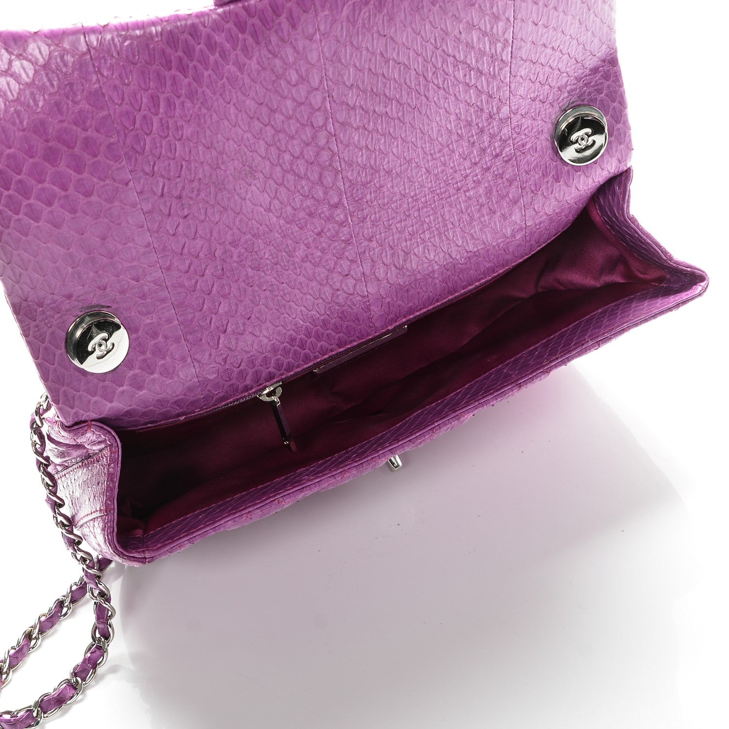 Chanel Elaphe Snakeskin Quilted Medium Easy Carry Flap Purple 5 of 9
