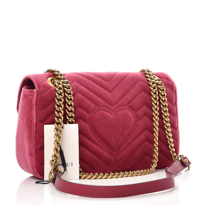 Gucci Velvet Matelasse Small GG Marmont Shoulder Bag Light Raspberry Rose 3 of 7