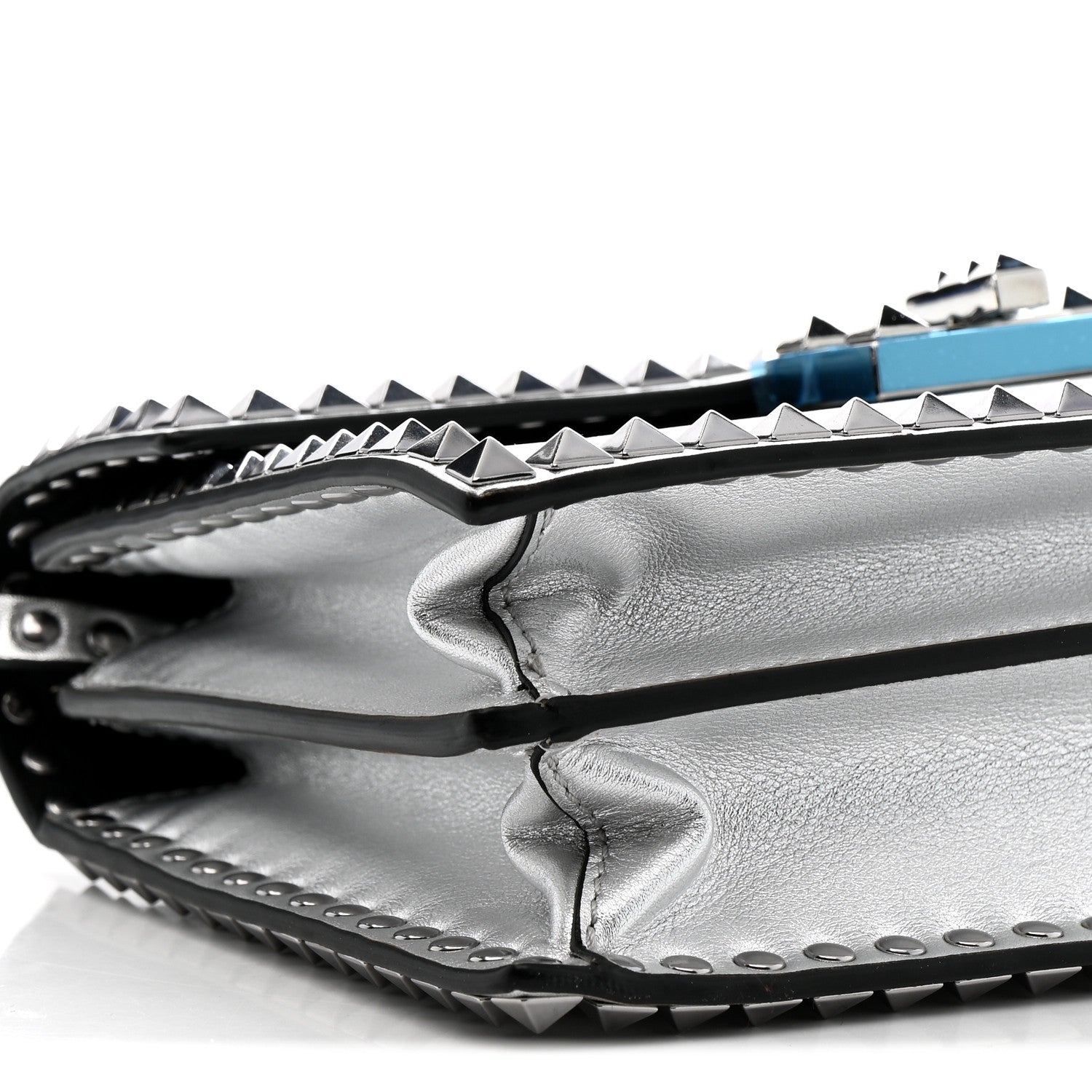 Valentino Garavani Metallic Calfskin Small Rockstud No Limit Shoulder Bag Silver 8 of 12