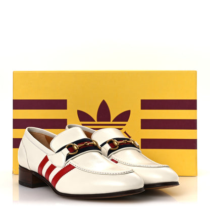 Gucci X ADIDAS Goatskin Web Mens Horsebit Loafers 9 White 12 of 12