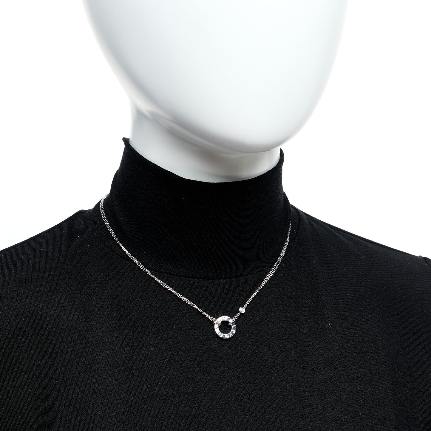 18K White Gold 2 Diamond LOVE Necklace